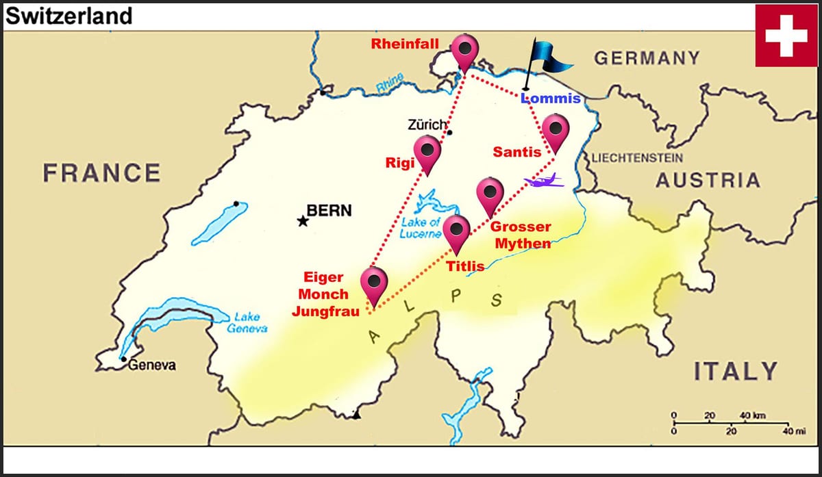 jungfrau সুইজারল্যান্ড মানচিত্র